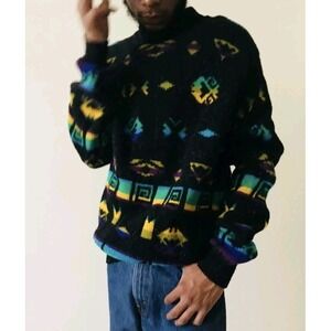 Vintage United Colors of Benetton Sweater Mens Large Wool‎ Aztec Pullover Italy